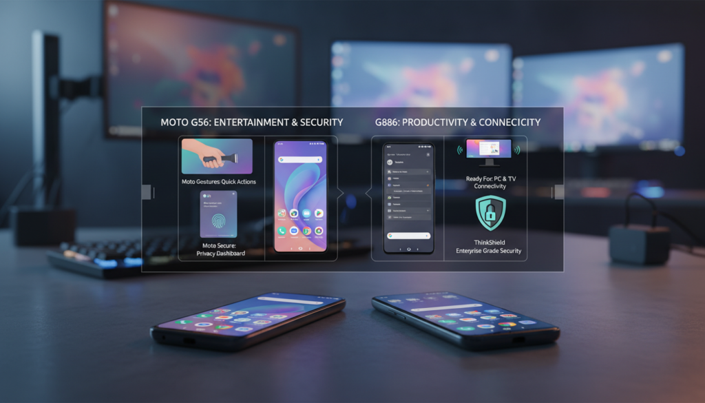 comparação de software entre Moto G56 e Moto G86 comparação de software entre Moto G56 e Moto G86